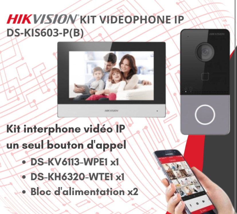 Hikvision Videophone IP WIFI Couleur DS-KIS603-P maroc